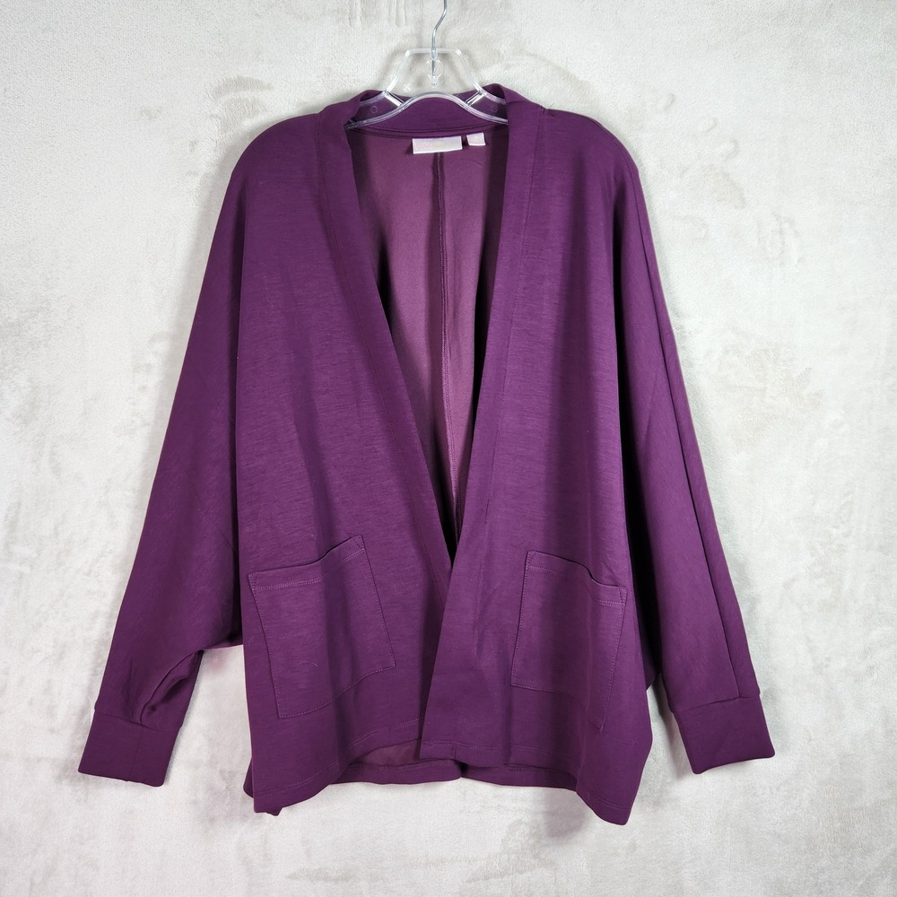 Belle Kim Gravel Cardigan Womens Medium Roasted Fig Scuba Luxe Bat Wing A703691 - Picture 2 of 11
